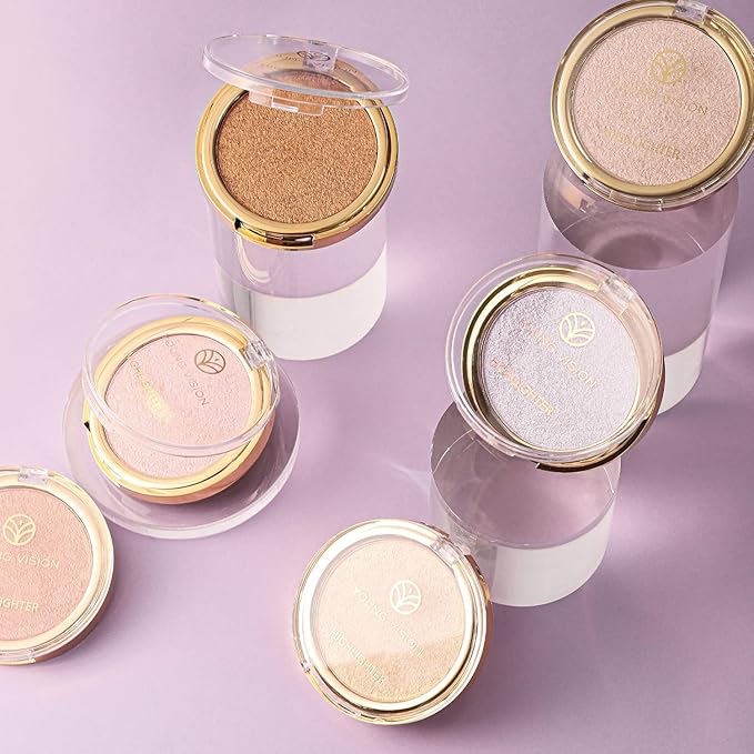 YOUNG VISION Baked Highlighter Powder Palette, Sheer Pearl Shimmer Shades for Face Highlighter Makeup, Highly Pigmented Iluminadores de Maquillaje, 0.19 Oz(Pack of 1)
