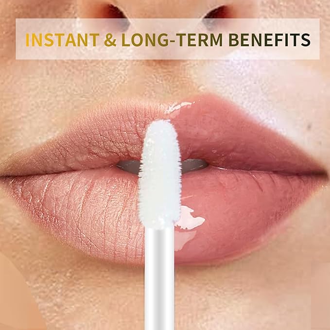 Lip Plumper Gloss, Clear Plumping Lip Gloss for Visibly Hydrated, Volumized Lips with Nourishing Ingredients to Smooth Lip Wrinkles.