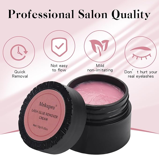 Eyelash Extension Remover Cream Eyelash Adhesive Remover, Low Irritation Cream for Sensitive Skin Professional Eyelash Extensions Dissolves for Salon,10g/0.35Oz (Strawberry)