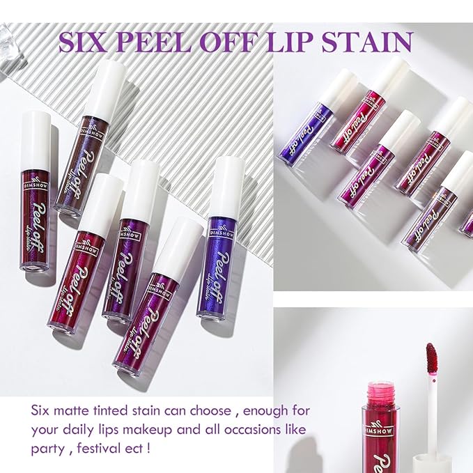 Peel Off Lip Stain Tint,Tattoo Color Lip Gloss,Waterproof Liquid Lipstick Long Lasting Non-Stick Lip Tint Lip Makeup for Women Girls 2 Colors (E200)