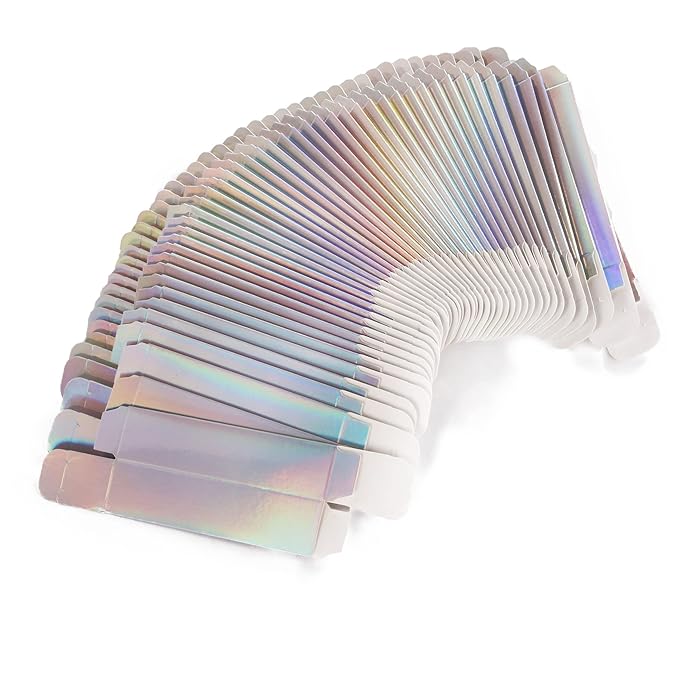 COSIDEA 50 PCS Empty Holographic siver Lip Gloss Boxes W25 xW25 xH117mm, Cosmetic Perfume Mascara Box Packaging ,small Kraft Paper Box Luxury Holder Wrapping