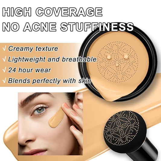 Mushroom Head Air Cushion CC Cream Foundation BB Cream Foundation Makeup Moisturizing CC Cream Liquid Foundation,Concealer Lasting Makeup Foundation Even Skin Tone Makeup Base Primer (#05 Wheat)