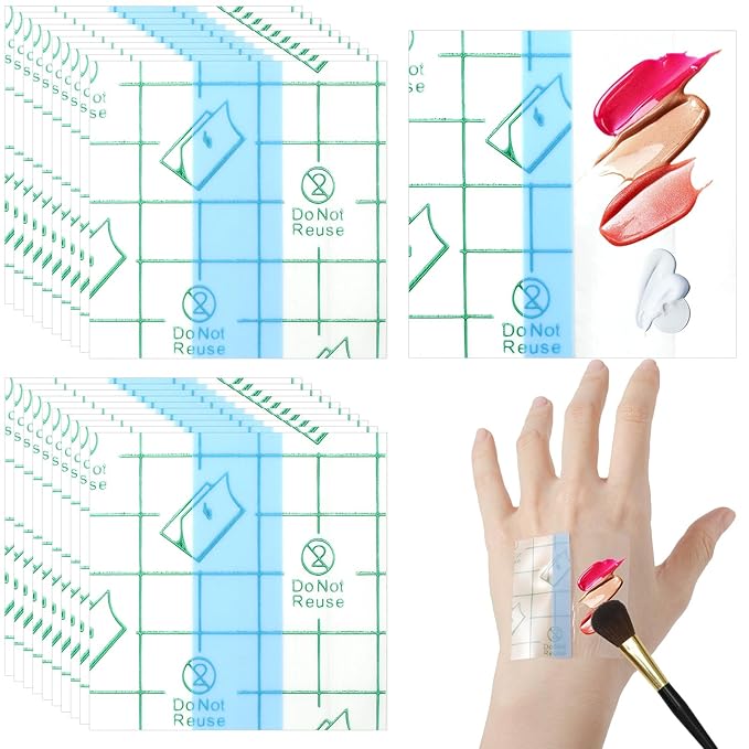 100 Pieces Makeup Hand Palette Single Use Makeup Mixing Palette Disposable Professional Foundation Mixing Tray Adhesive Artist Must Haves Waterproof Makeup Tape for Women Girl Cosmetic
