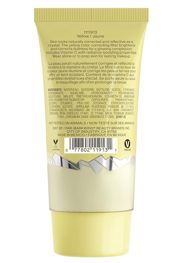 wet n wild Prime Focus Glass Skin Correct Primer, Bright Crystal Finish, Yellow