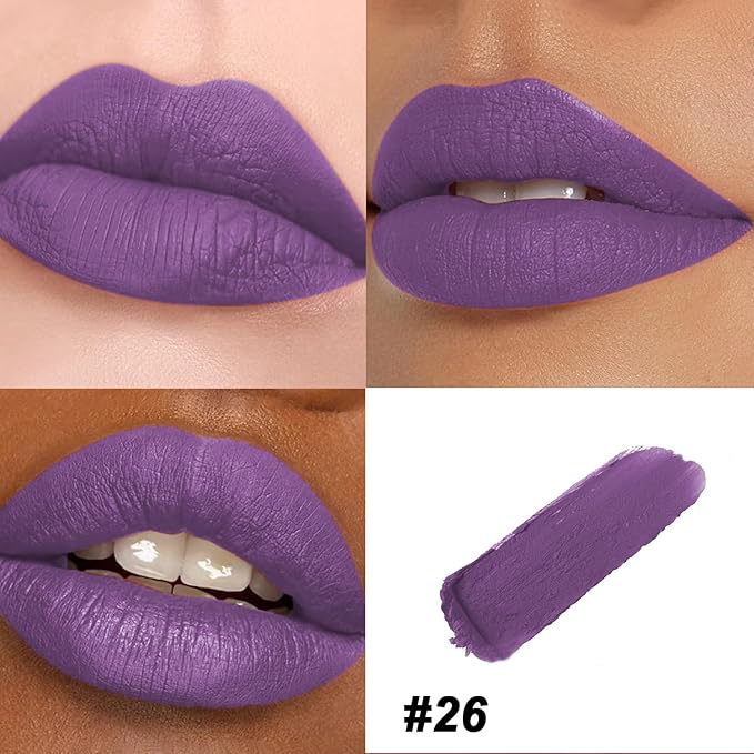 Matte Bullet Long Wear Lipstick - Vegan and Cruelty-Free - Smudge and Waterproof Matte Lipstick with Moisturizing Formula - All Day Comfort - (Amethyst Whisper #26)