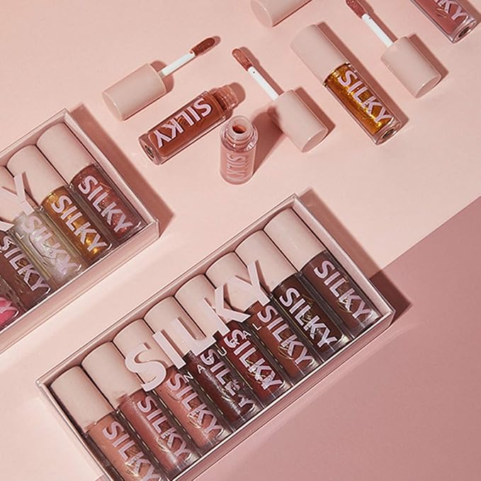 MAEPEOR Shiny Glossy Lipgloss Set 8PCS Non-Sticky Moisturizing Lip Gloss Long-lasting High Shine & Shimmer Liquid Lipstick for Girls and Women (Shiny Glossy, Set 01)