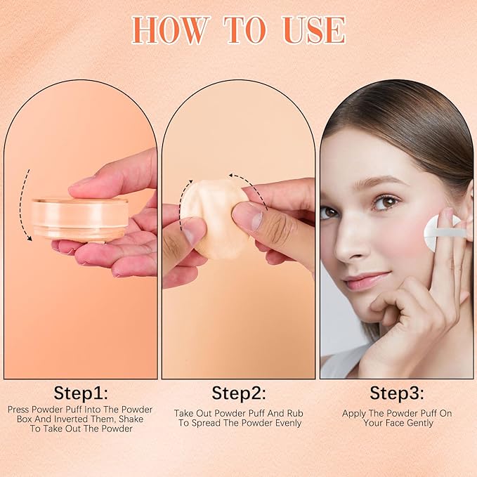 Beauty Blurring Powder, Beauty Pink Setting Powder, Blurring Setting Powder, Beauty Blurring Powder, for All Skin Tones (Orange, A)