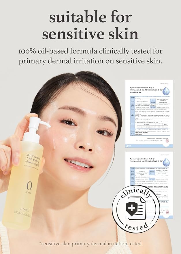 NOONI Facial Cleanser - Snow Aqua 0 LHA Toning Cleansing Oil *2ea | Makeup Blackhead Remover, Pore Control, Glass Skin, Help Control Sebum, Revitalizing, Mother's Day, 6.76 Fl Oz x 2