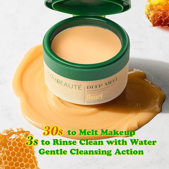 Cleansing Balm, Naturium Makeup Remover Balm for Sensitive Skin, Waterproof Mascara Makeup Remover, Face Eyes Lip Cleanser, Honey Scented, Coconut Oil, Vitamin E & Hyaluronic Acid, 2.65 Oz