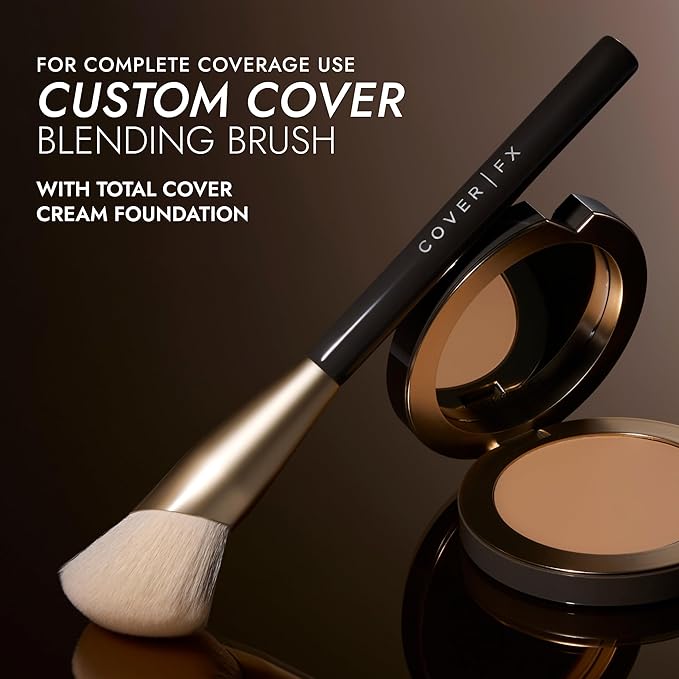 COVER FX Complete Coverage Kit: Total Cover Cream Foundation - Shade T1 + Custom Cover Blending Brush
