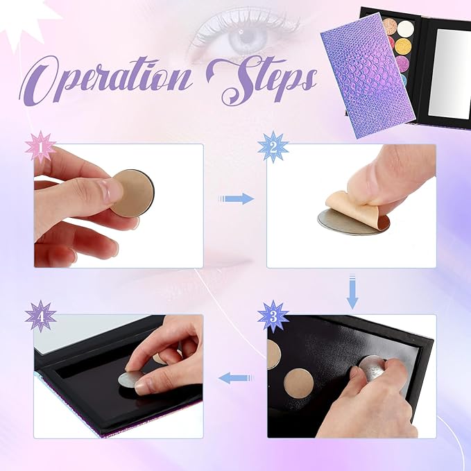 2 Pieces Magnetic Mermaid Empty Palette with Mirror and 36 Pcs Adhesive Metal Stickers Large Mermaid Makeup Empty Palette for Eyeshadow Lipstick Blush Powder