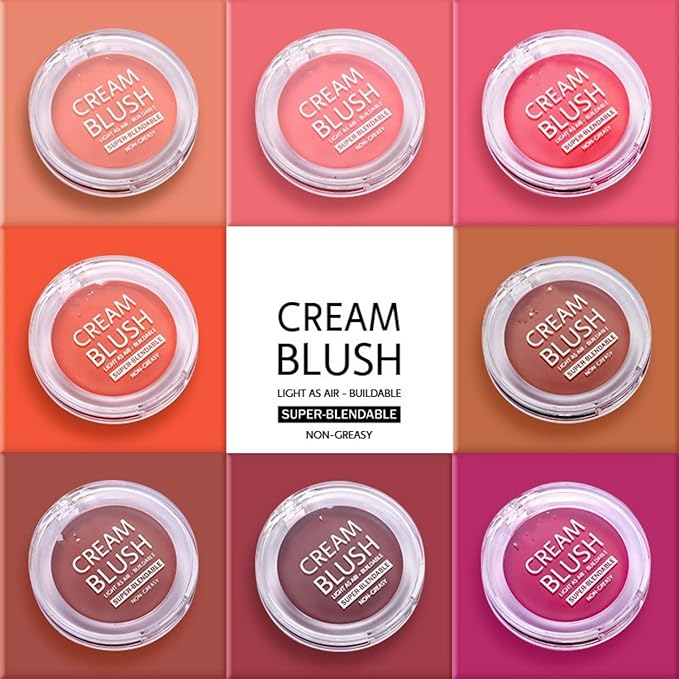 MAEPEOR Cream Face Blush 8 Color Lightweight Smooth Natural Look Matte Face Blush Long-Lasting Buildable Blusher for Cheeks (108 Berry)