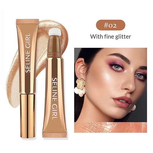 3-IN-1 Liquid Contour Stick, Highlighter & Blush & Contour Stick, Highlighter Stick Makeup, Multi-Purpose Contour Makeup, Cream Contour Long Lasting and Waterproof Cosmetic #02