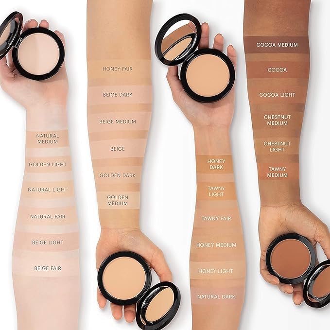 Glo Skin Beauty Pressed Base Powder Foundation Makeup (Cocoa) - Flawless Coverage for a Radiant Natural, Second-Skin Finish