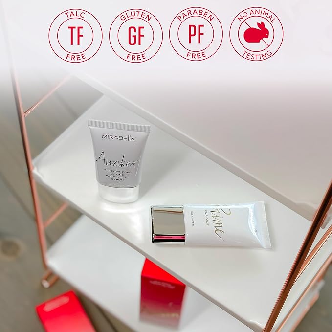 Lightweight Complexion Perfecting Makeup Face Primer, Awaken by Mirabella Beauty - Silicone-Free Flawless Base Facial Primer Serum for Foundation & Makeup - Paraben & Gluten-Free - 25.5ml/0.86 fl.oz.