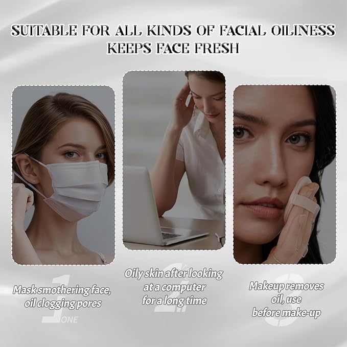 BOROLA Oil Blotting Paper for Face 200 Sheets Replacement Packs, Soft Absorbing Pads for Face Shine Control, Portable Oil Absorbing Tissues for Oily Skin, Design for Men & Women(White)