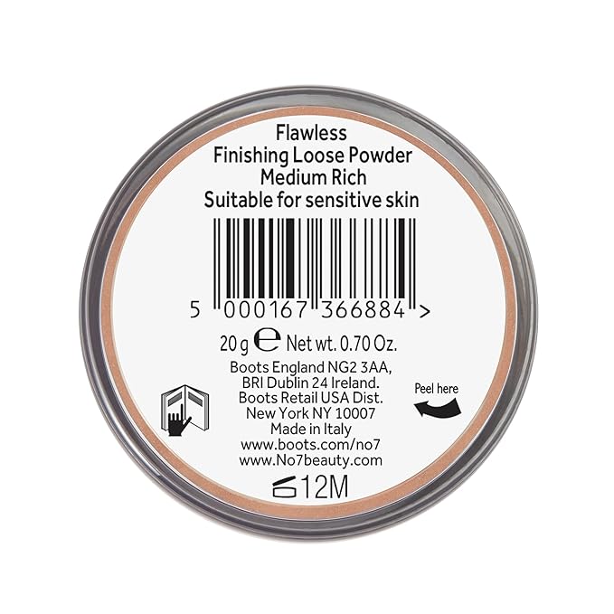 No7 Flawless Finish Loose Powder - Medium Rich - Loose Finishing Powder - Makeup Setting Powder with Matte Finish for All Skin Tones - All Skin Types Including Oily Skin (0.71 oz)