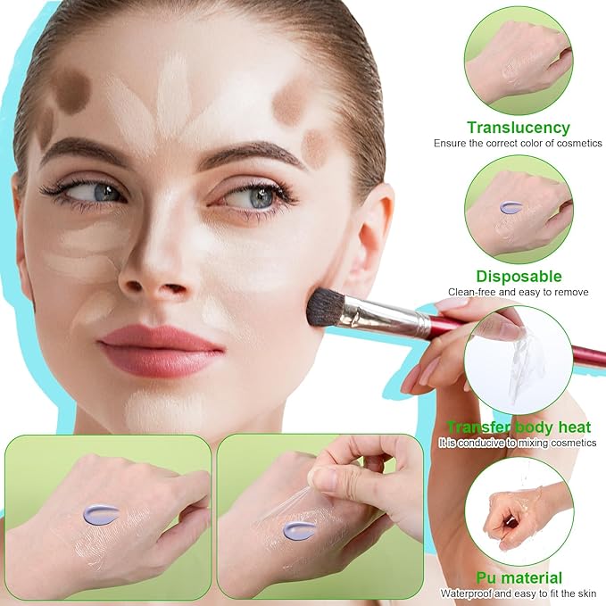 100 Pieces Makeup Hand Palette Single Use Waterproof Makeup Mixing Professional Palette Artist Must Haves Disposable Adhesive Artist Cosmetic Transparent Tape for Women Girls Supplies