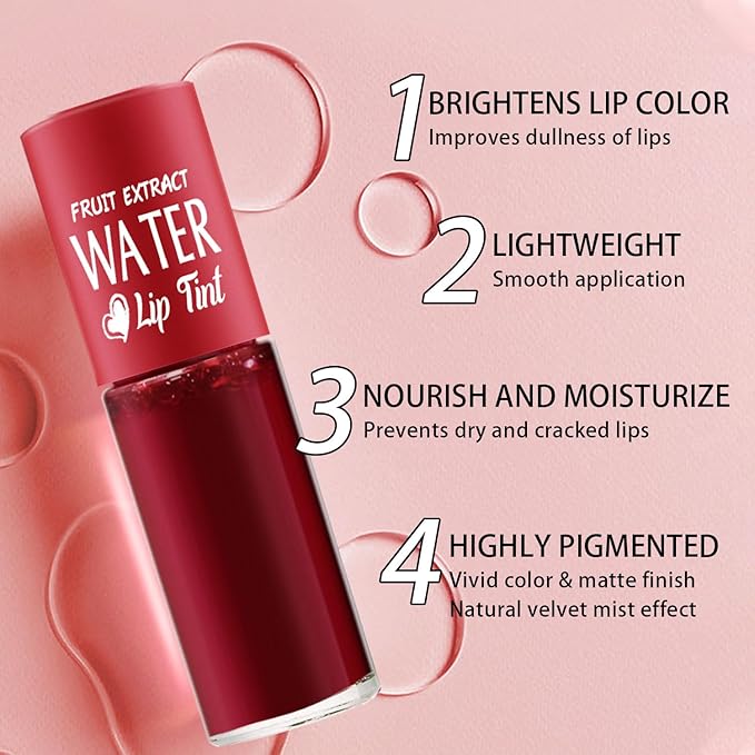 7 Colors Lip Tint Stain Set, Plumping Mini Liquid Lipstick, Korean Lip Gloss Moisturizing Natural, Multi-Use Lip and Cheek Tint, Long lasting Non-Stick Cup Waterproof,High Pigment, Vivid Color (SET A)
