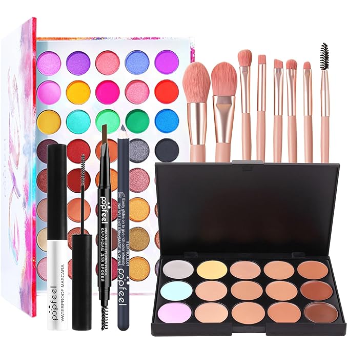 Travel Makeup Kit for Women Full Kit, Professional Makeup Set with Makeup Bag Makeup Gift Set for Women Girls Includes Foundation Eyeshadow Palette Lipstick Eyeliner Makeup Brush Set