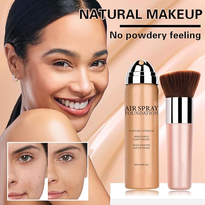 Magic Minerals Airbrush Foundation Makeup - Silky Lightweight Spray Foundation Makeup Air Brush Flawless Setting Spray for Mature Skin (04 Porcelain Color)