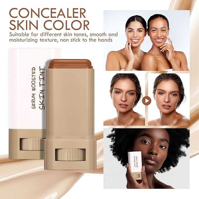 Foundation Stick Beauty Balm Serum Boosted Skin Tint, Solid Tinted Moisturizing Contour Stick Foundation Face for Women,Splendor Serum Boosted Skin Tint Balm