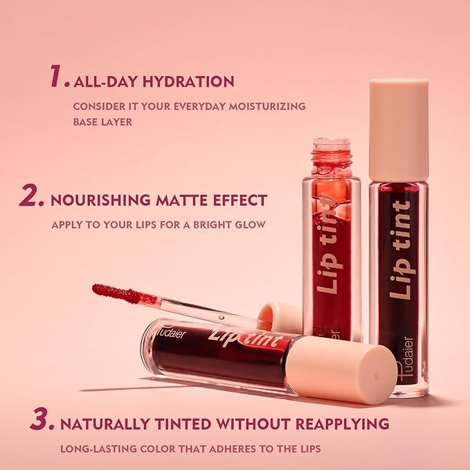 Water Lip Tint Stain, Long-Lasting Lip Tint for All-Day Wear, Moisturizing, Weightless and Non-sticky (06)