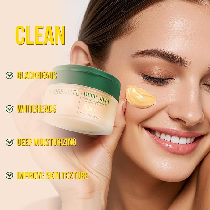 Cleansing Balm, Naturium Makeup Remover Balm for Sensitive Skin, Waterproof Mascara Makeup Remover, Face Eyes Lip Cleanser, Honey Scented, Coconut Oil, Vitamin E & Hyaluronic Acid, 2.65 Oz