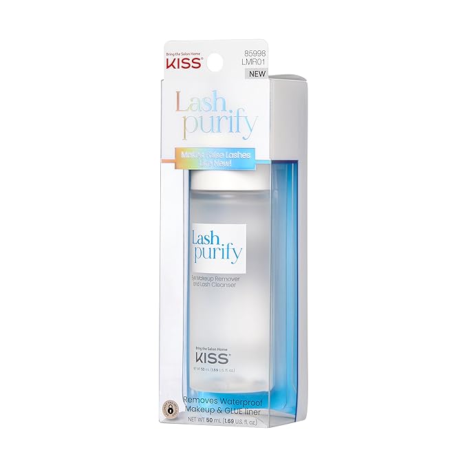 KISS Lash Purify Eye Makeup Remover & False Eyelash Cleanser/Conditioner, Gentle 3-in-1 Formula Removes Lash Glue & Waterproof Makeup, Net Wt. 50 ml (1.69 US fl. oz.) (Pack of 2)