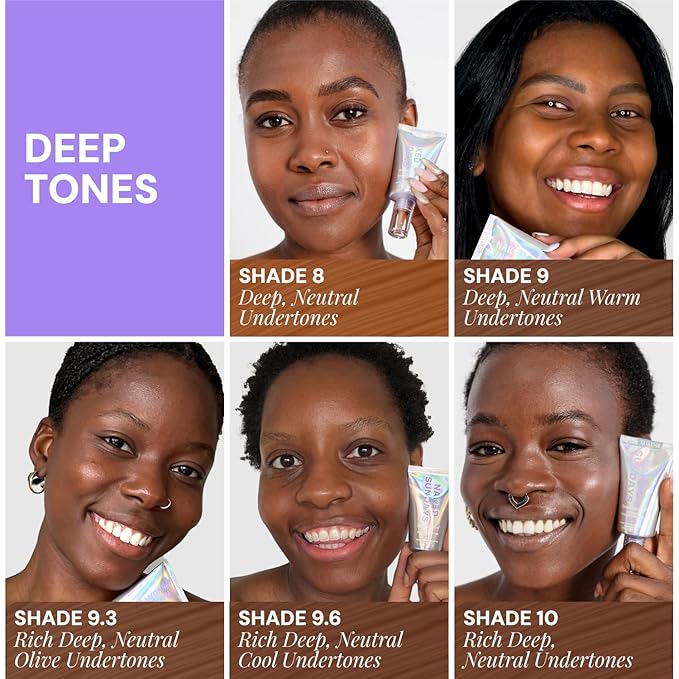 Naked Sundays BeautyScreen™ SPF 50 Mineral Peptide Foundation Tint – 2-in-1 Skin Tint & Mineral Sunscreen | Radiant, Buildable Coverage, Acne-Safe, Infused with Peptides (8 Golden Mahogany, 1.01 oz)