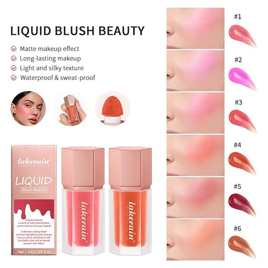 3Pcs Liquid Blush, Soft Silky Cream Blush Makeup for Cheeks, Natural-Looking, Weightless, Long-Lasting, Dewy Finish (Set B, 3)