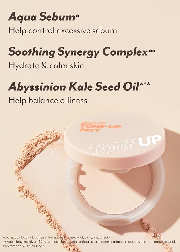 I'M MEME Fair-Light Setting Powder - Tone Up Pact with Puff, 0.35 Oz + Compact - Tone-up Pact, 0.35 Oz Bundle