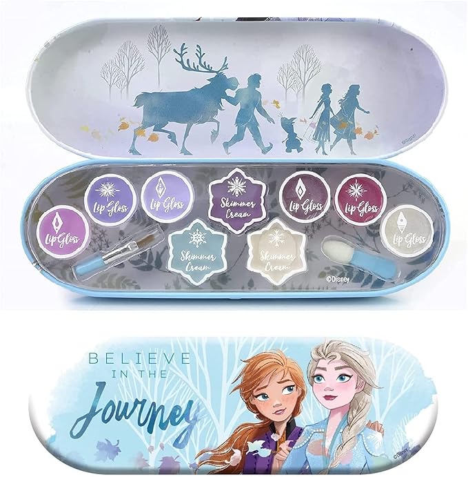 Markwins Disney Frozen Adventure Lip and Face Tin - Tin Canister with 11-Pops of Colour and Accessories for Lips and Face - Makeup Set for Kids - Gift for Girls (Pack of 2)