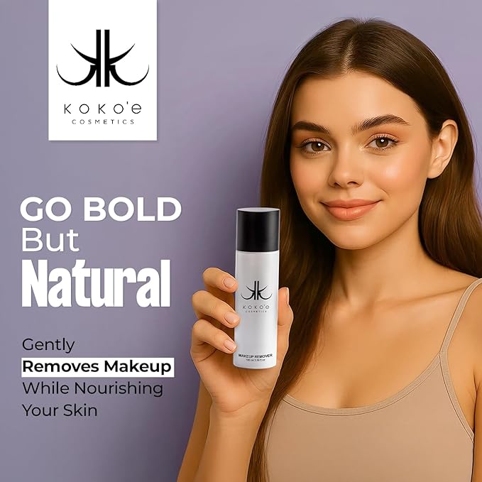 KOKOE Cosmetics Liquid Makeup Remover for Face Care, (3.38 Fl Oz) Oil Free Face Cleaner Liquid for Easy Dirt, Facial Oil and Waterproof Make up Removal, Ideal Make Up Remover for Women and Teen