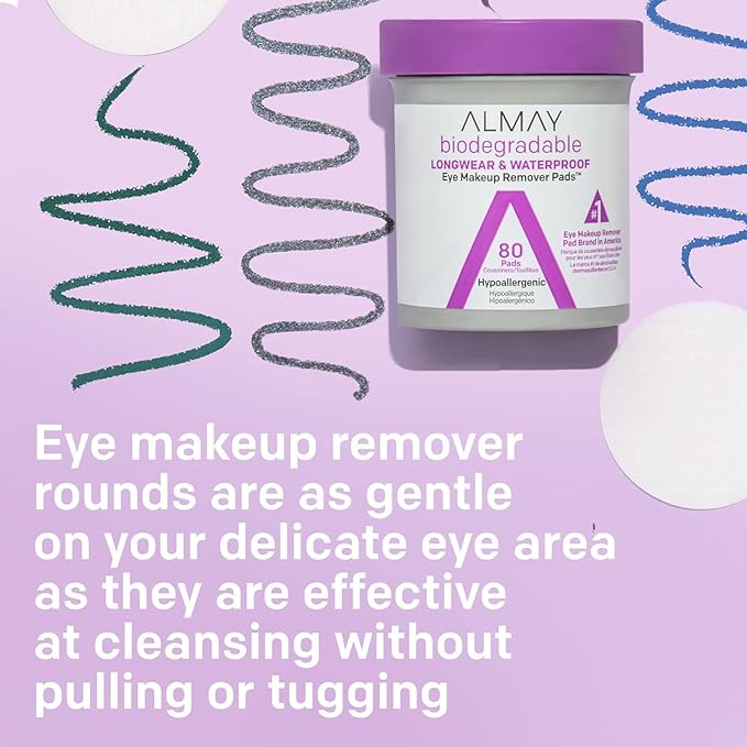 Almay Longwear and Waterproof Eye Makeup Remover Pads, 80 Count (Pack of 4)