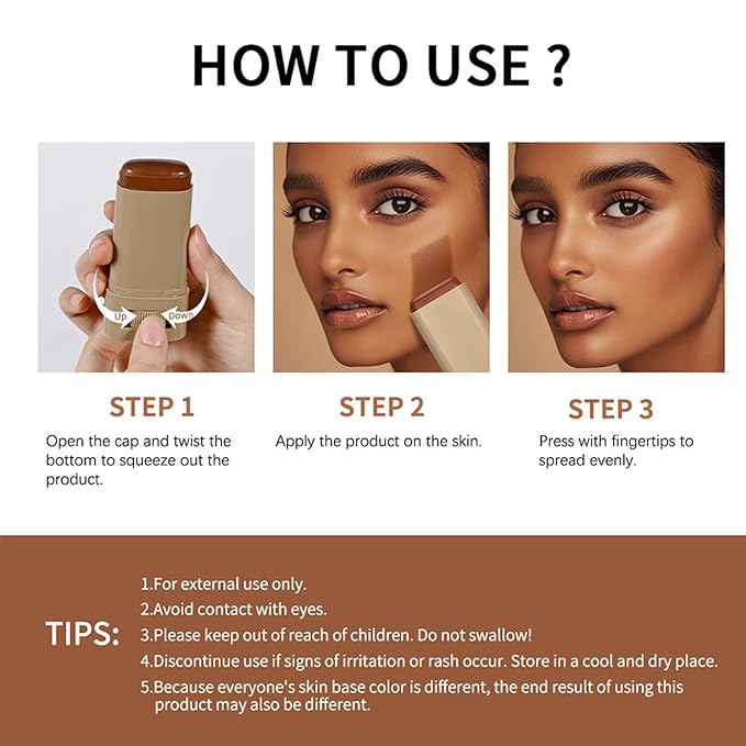 2Pcs Foundation Stick Beauty Balm Serum Boosted Skin Tint, Contour Stick, Hydrating Tinted Moisturizer, Skin Tint Foundation, Natural Finish Makeup, Radiant & Dewy Finish (#03#06)