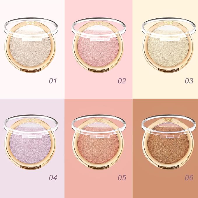 YOUNG VISION Baked Highlighter Powder Palette, Sheer Pearl Shimmer Shades for Face Highlighter Makeup, Highly Pigmented Iluminadores de Maquillaje, 0.19 Oz(Pack of 1)