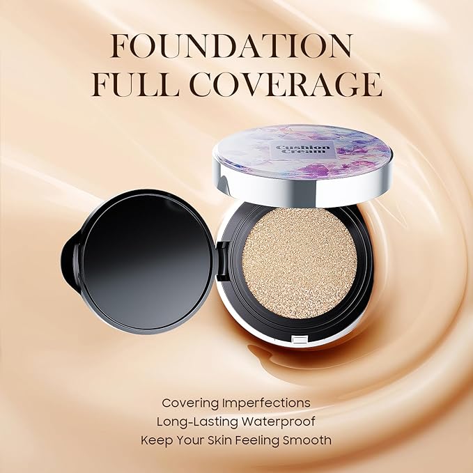 Air Cushion CC Cream Foundation, BB Cream Face Makeup Foundation for Natural Skin Radiant & Moisturizing Skin with Buildable Coverage (Natural)