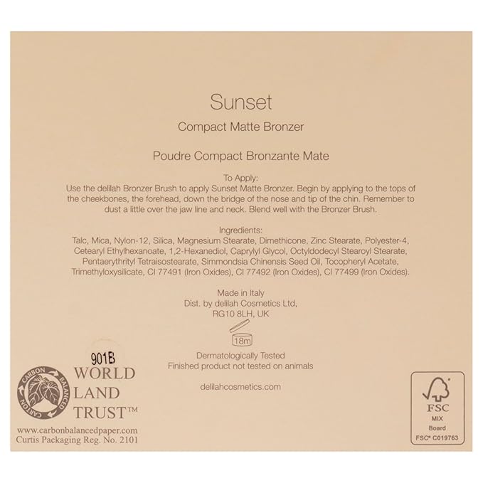 Sunset - Matte Bronzer Compact - Light Medium - Easily Blendable - Silky texture, Lightweight, Long-lasting, Natural hydration - Sun Kissed glow - Paraben Free - Cruelty-Free - 0.39 Oz