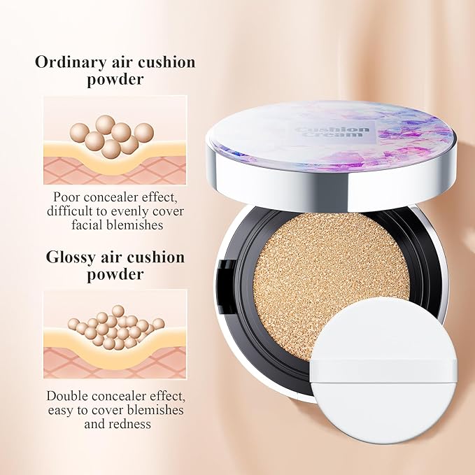 Air Cushion CC Cream Foundation, Moisturize BB Cream Makeup Primer Create Flawless & Natural Face Makeup, All-Day Hold, All Skin Types (Natural)
