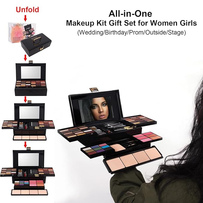 M 58 Color Professional Makeup Kit, makeup pallet,All In One Makeup Set for Women Girls Beginner,Include Eyeshadow Facial Blusher Eyebrow Powder Face Concealer Powder Eyeliner Pencil and a Mirror(331Y)