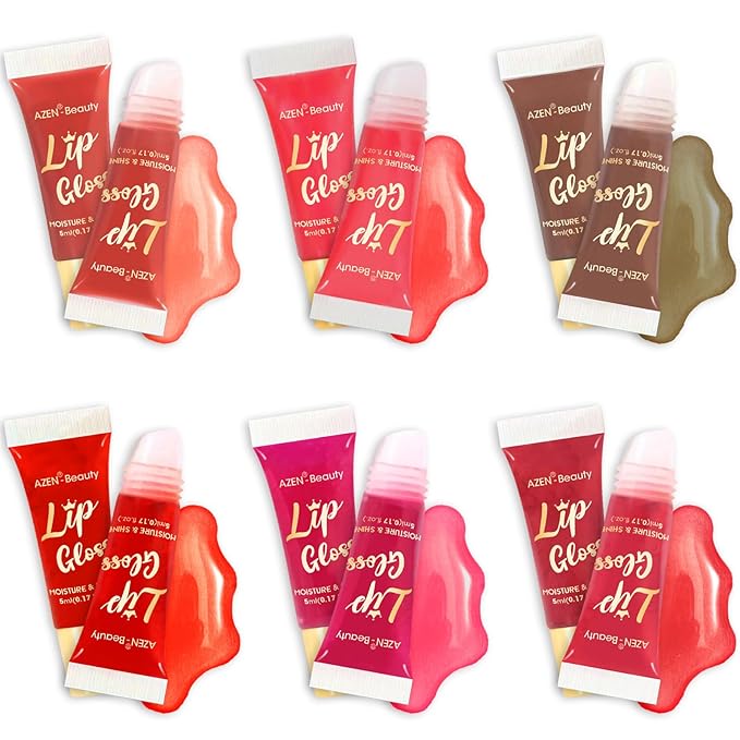 AZEN 60 Pack Lip Gloss Set, Color Lip Oil for Dry Cracked Lips Moisturizing Hydrating Nourishing with Vitamin E
