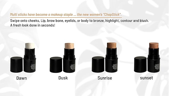Mom's Secret Natural Organic Multi Cream Sticks, Highlighter and Bronzers 100% Natural, Vegan, Gluten Free, Cruelty Free, Made in the USA, 0.18 oz. (Dusk)