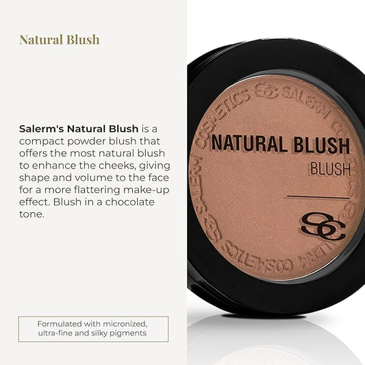 SALERM - Compact Powder Blush - Natural Blush - 8 g - Tone Chocolate - Natural-Looking Blush - Long-Lasting - Soft and Lightweight Texture - Buildable Coverage