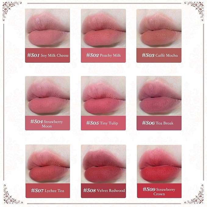 Flower Knows Strawberry Rococo Cloud Lip Cream,Velvety Matte Liquid Lipstick,Pink Lipstick,Long Lasting Lip Stain,Kiss-proof Blurred Lipstick for Girls&Women,0.12 Fl Oz(S06 Tea Break)