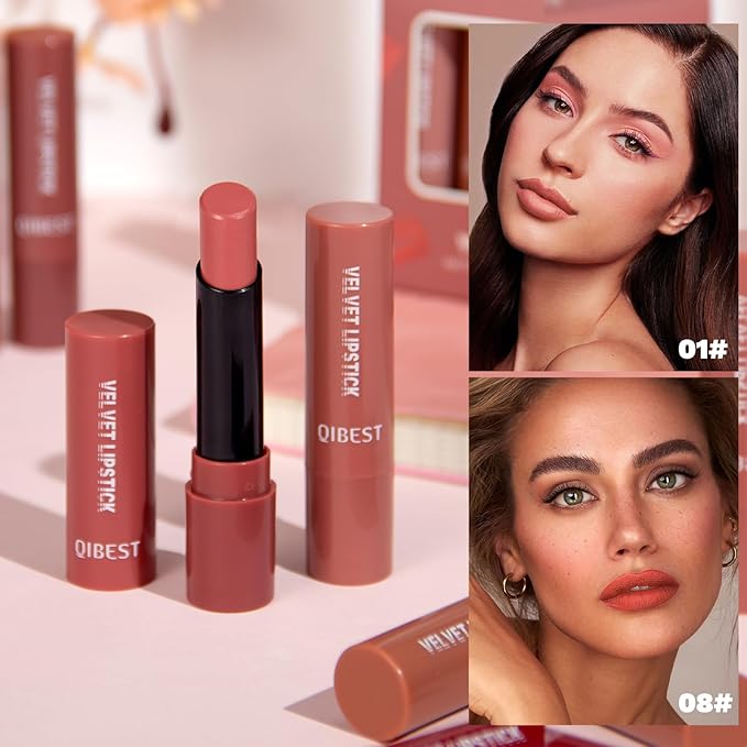 5Pcs Velvet Matte Nude Lipstick Set - Long-lasting Color, Silky Matte Finish, Soft Mousse Texture, Enhances Color and Plumps Lips, Lightweight and Non-Sticky (Set A, 5 Count (Pack of 1))