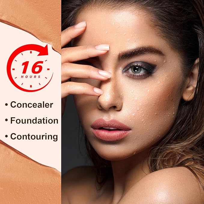 Boobeen Contouring Stick, Cream Matte Foundation Concealer Makeup, Contour, Highlight and Concealer, Longwear Contour Foundation Face Stick, Flawless