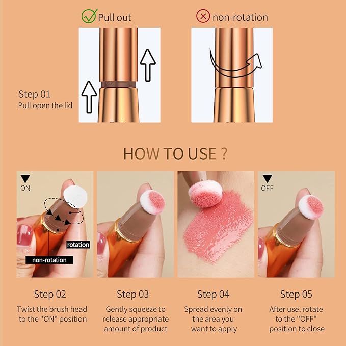 Contour Beauty Wand, Liquid Face Concealer Contouring with Cushion Applicator, Natural Matte Finish, Lightweight Blendable Cream Bronzer Stick Makeup, Cruelty-free(Contour)