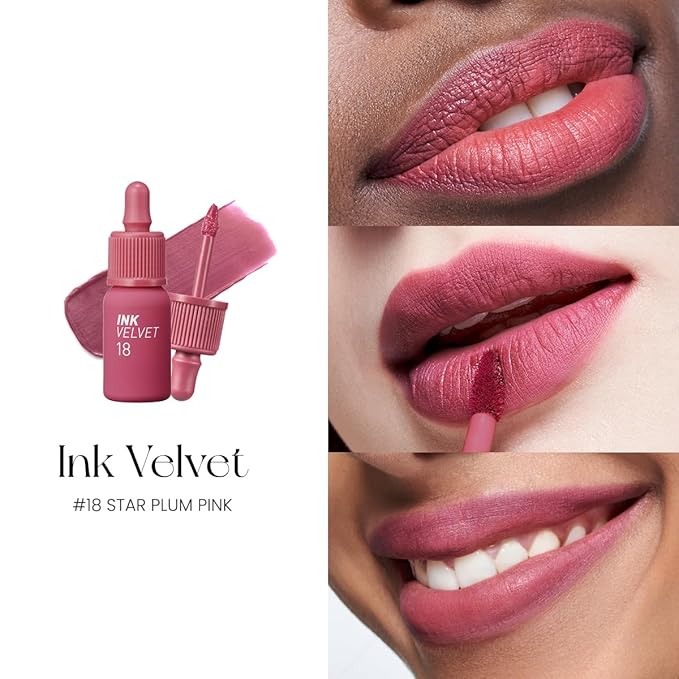 Peripera Ink the Velvet Lip Tint - High Pigment Color, Longwear, Weightless, Not Animal Tested, Gluten-Free, Paraben-Free (018 STAR PLUM PINK (NEW))