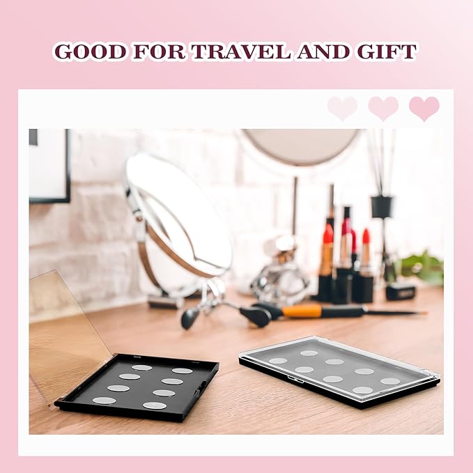 Sumind 6 Pcs Magnetic Makeup Palette with Clear Top with 120 Pcs Metal Sticker for DIY Eyeshadow Lipstick Blush Powder 7.72” x 4.33”